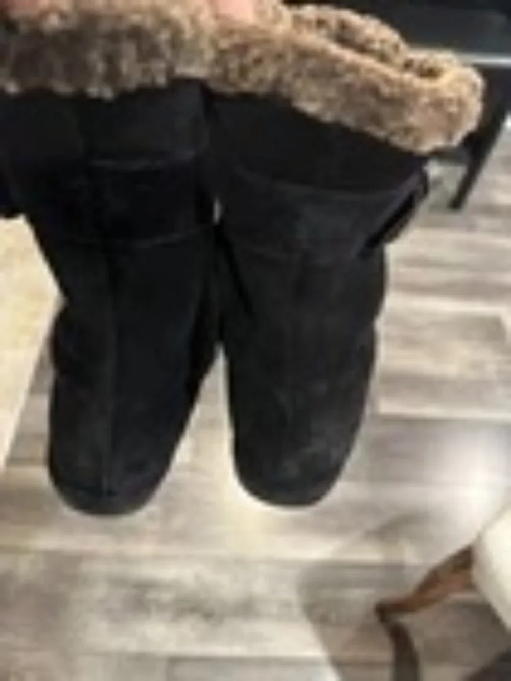 Stuart Weitzman Women Suede Leather Boots Fur Buckle Black Size 6.5